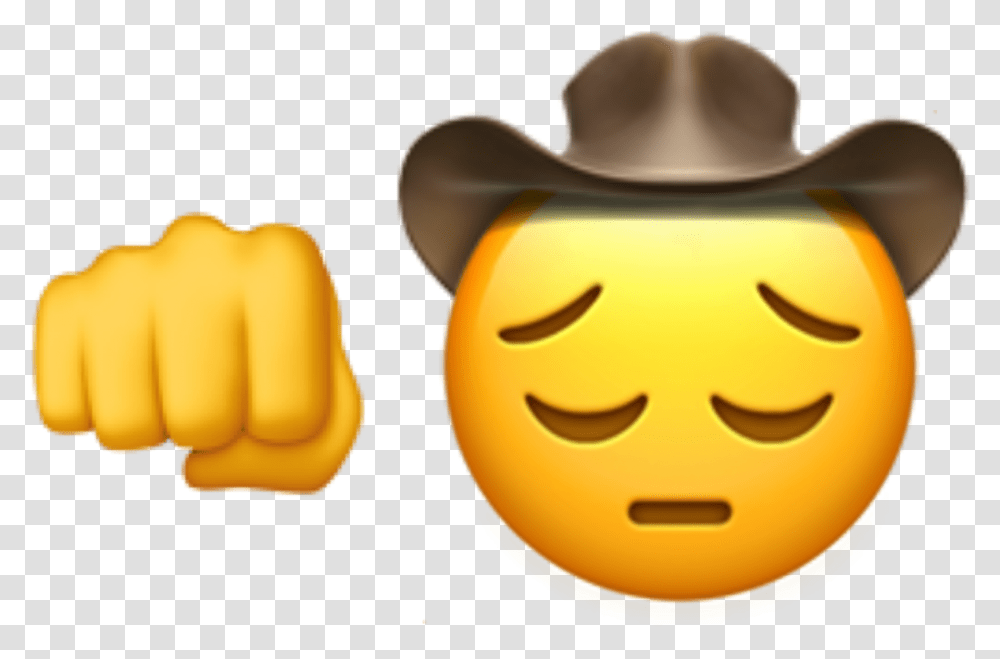 Sad Sadcowboy Cowboy Fist Pump Sadcowboywithfist Pensive Cowboy Emoji, Plant, Pumpkin, Vegetable, Food Transparent Png