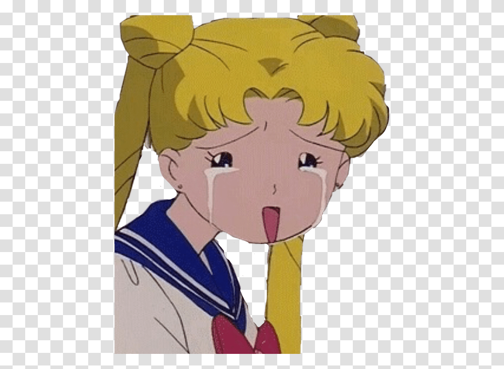 Sad Sailor Moon Gif, Comics, Book, Manga, Person Transparent Png