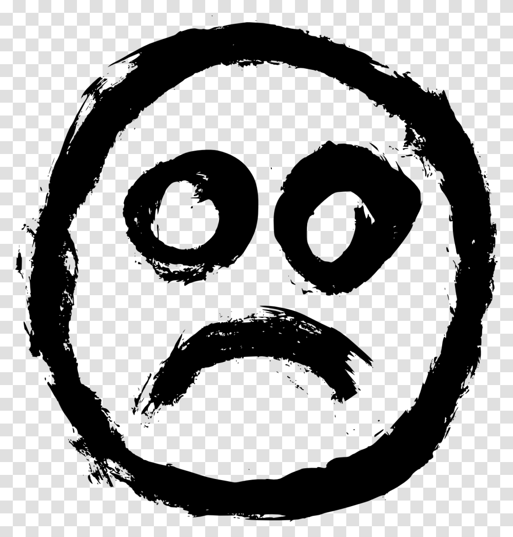 Sad Smiley, Stencil, Face, Head Transparent Png