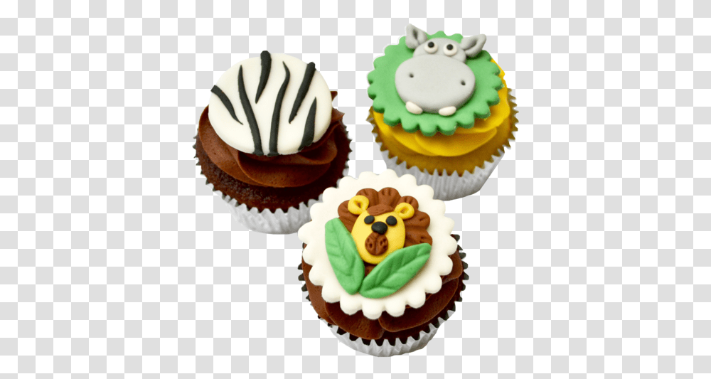 Safari Animals Cupcakes - Sugar Street Boutique Cupcake, Cream, Dessert, Food, Creme Transparent Png