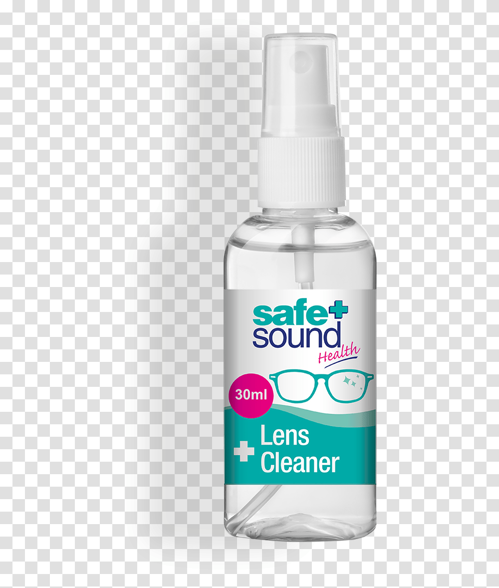 Safe And Sound Health Lens And Glasses Cleaning Spray, Bottle, Cosmetics, Shaker, Label Transparent Png