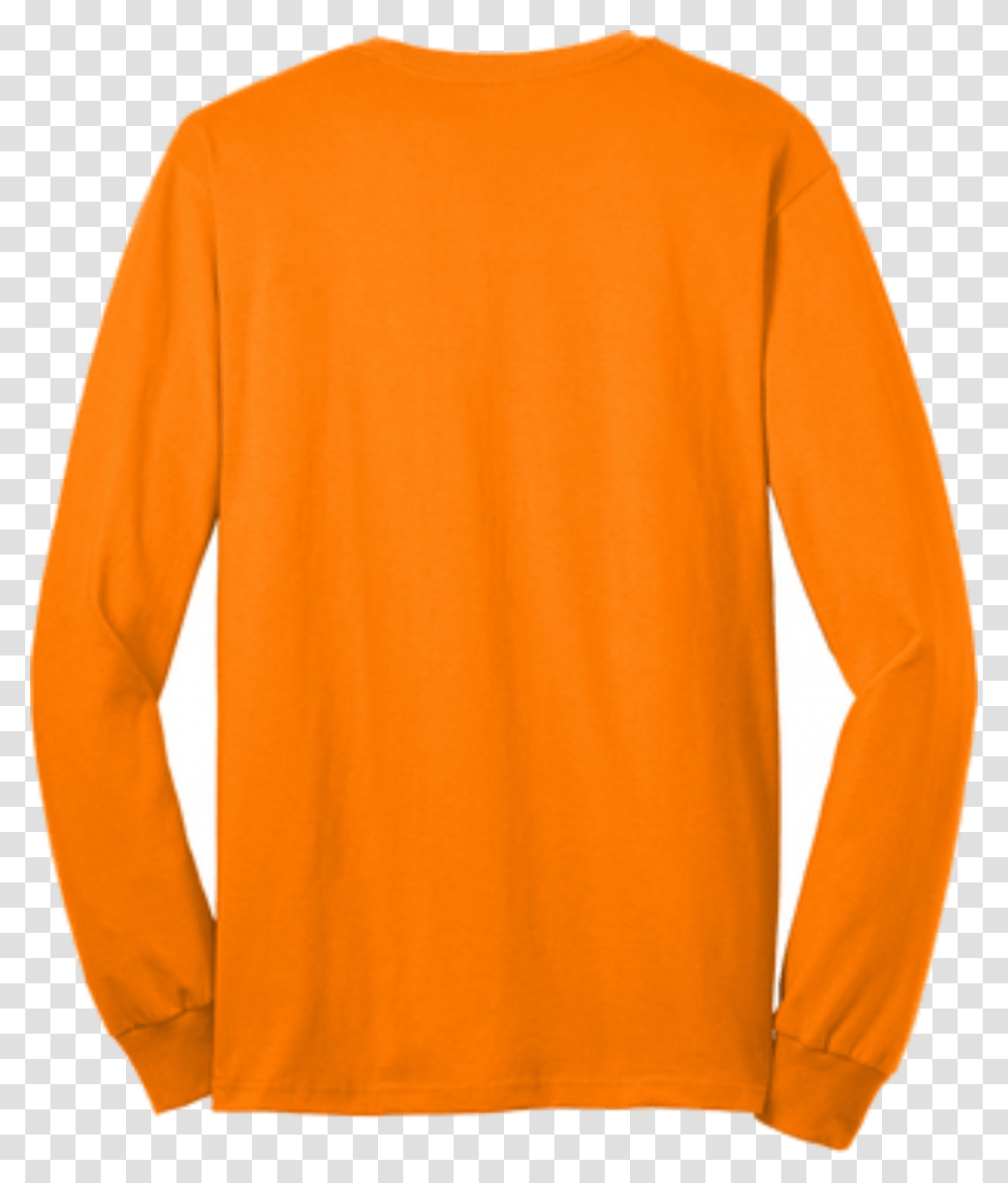 Safety Orange Pocket Long Sleeve T Shirt Back, Apparel, Person, Human Transparent Png