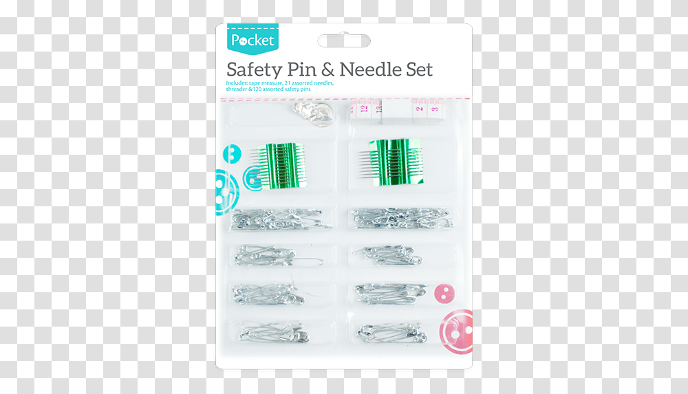 Safety Pin & Needle Set Plastic, Text, Electronics, Advertisement, Poster Transparent Png