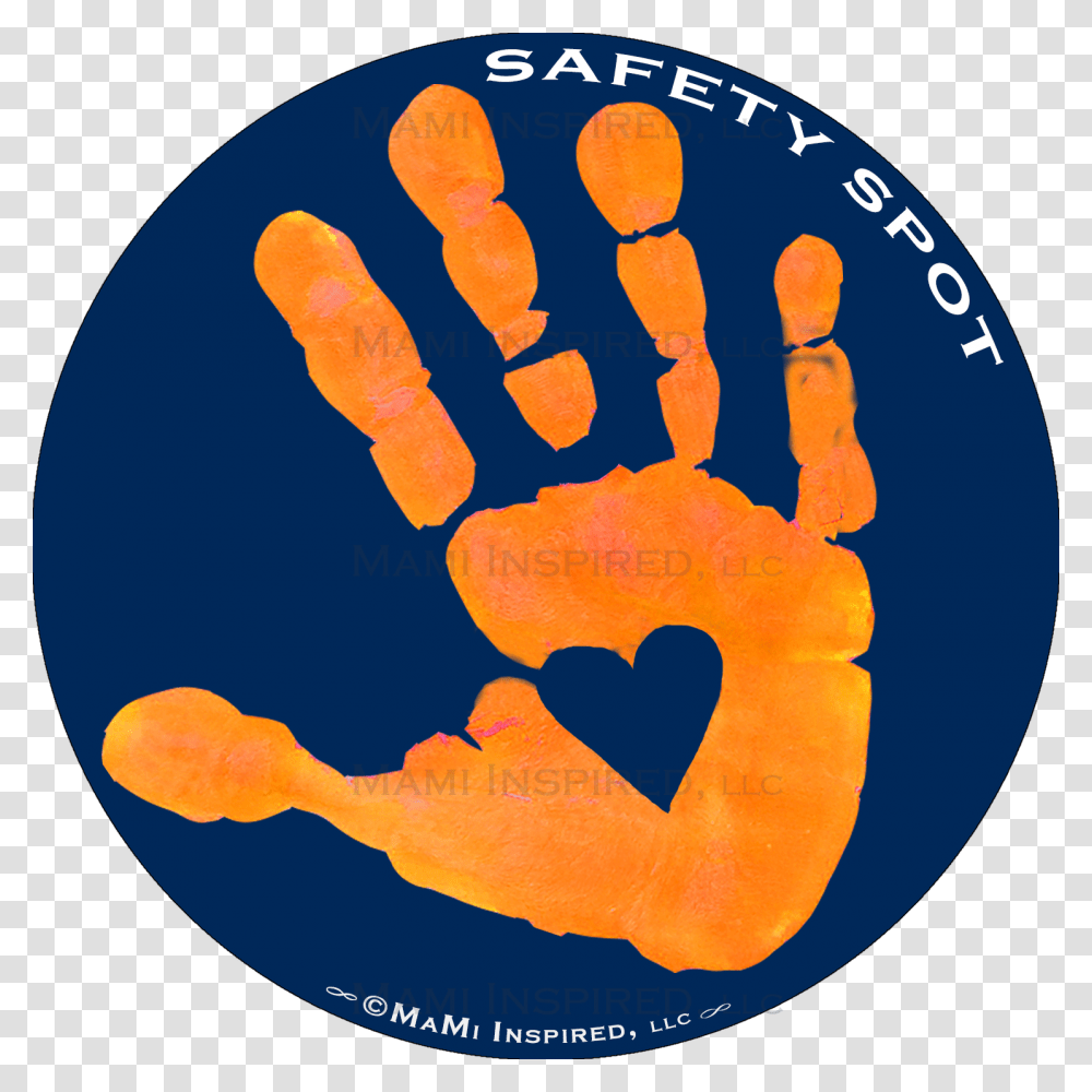Safety Spot Orange Kids Hand Car Magnet Handprint Parking Lot, Advertisement, Poster, Flyer, Paper Transparent Png