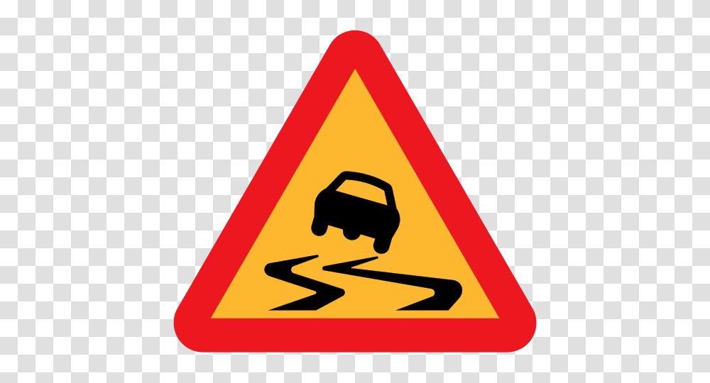Safety Topic Image Road Sign Slippery Surface, Triangle Transparent Png