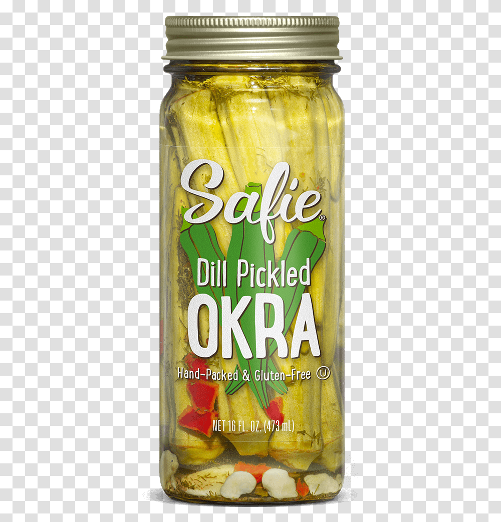 Safie Dill Pickled Okra 16 Fl Oz Pickled Cucumber, Beverage, Tin, Beer, Alcohol Transparent Png