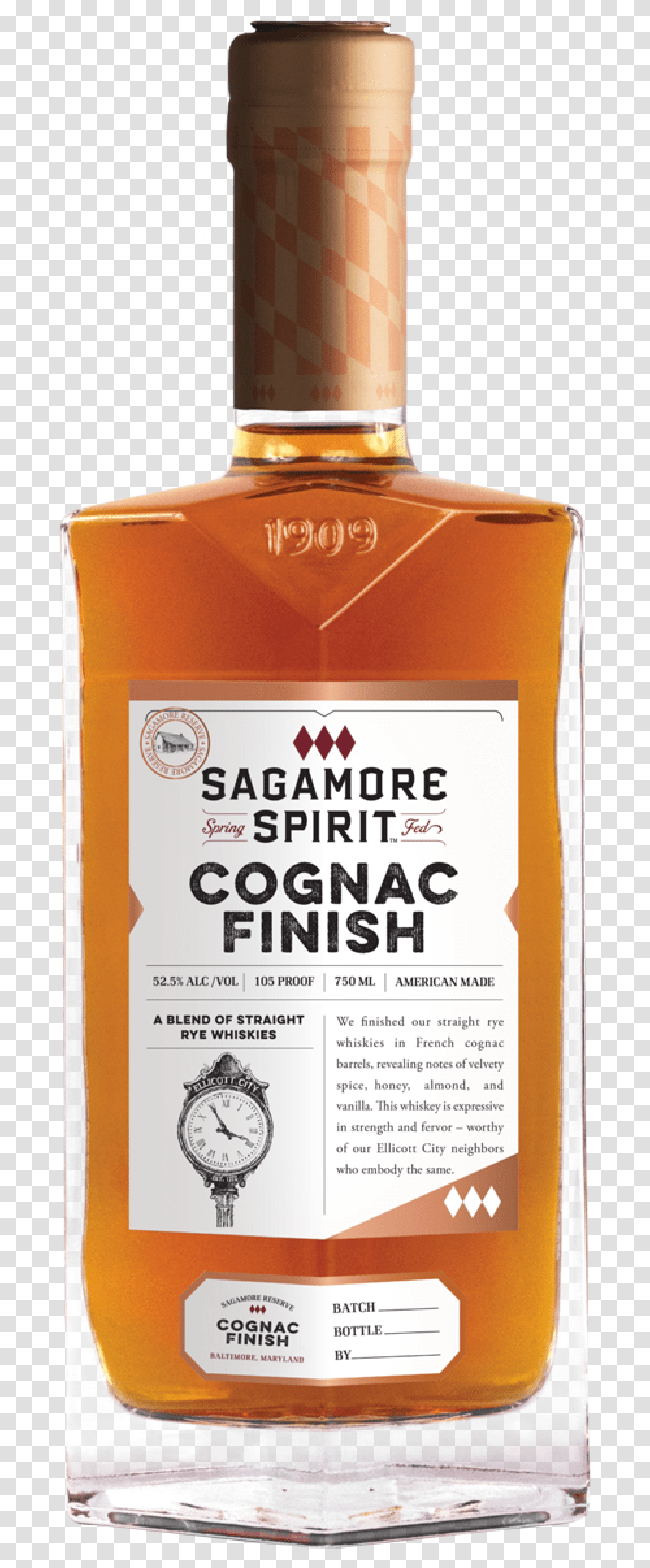 Sagamore Spirit Cognac Finish, Liquor, Alcohol, Beverage, Drink Transparent Png