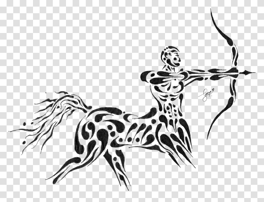 Sagittarius File Tribal Sagittarius Zodiac Sign, Cross, Mammal, Animal, Horse Transparent Png