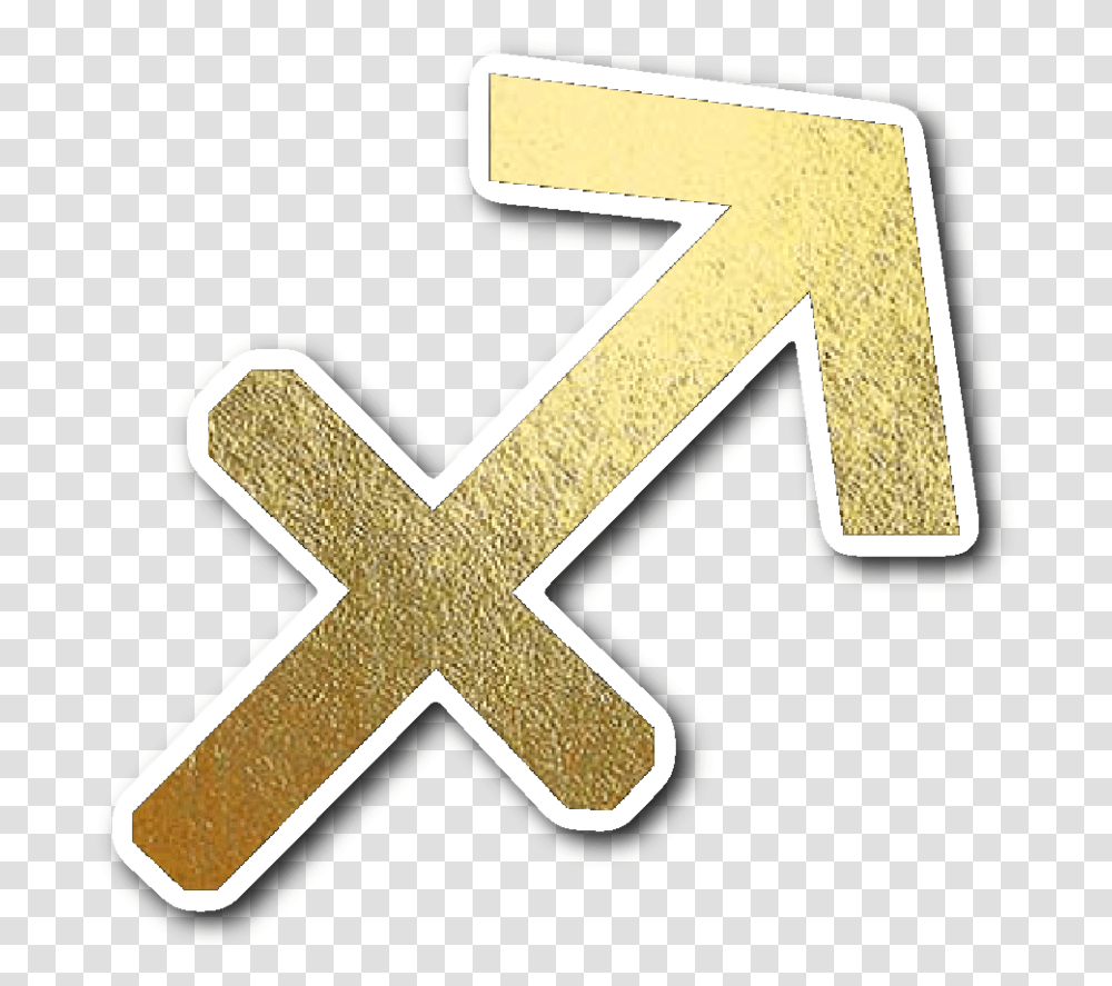 Sagittarius Gold Sign Vinyl Sticker Sagittarius Symbol Gold, Number, Text, Alphabet, Axe Transparent Png