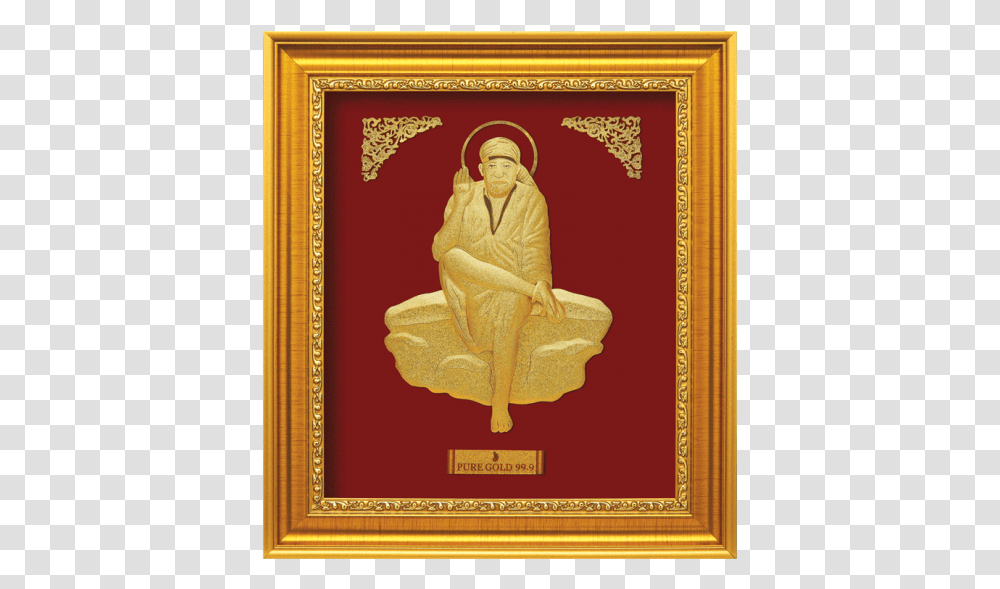 Sai Baba Gold Photo Frame, Person, Human, Painting Transparent Png