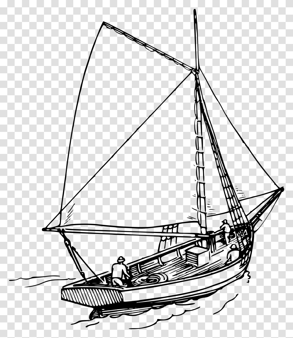 Sailboat Drawing Boat In Ocean Drawing, Gray, World Of Warcraft Transparent Png