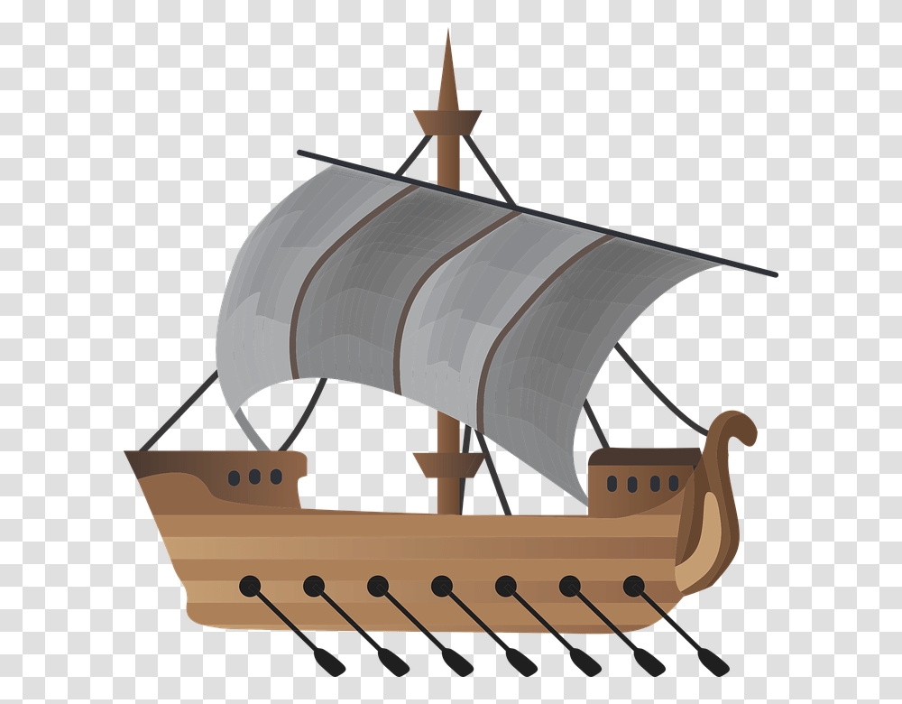 Sailboat Ship Rowing Boat Sea Sail Travel Roman Ship Clipart, Vehicle, Transportation, Barge, Watercraft Transparent Png