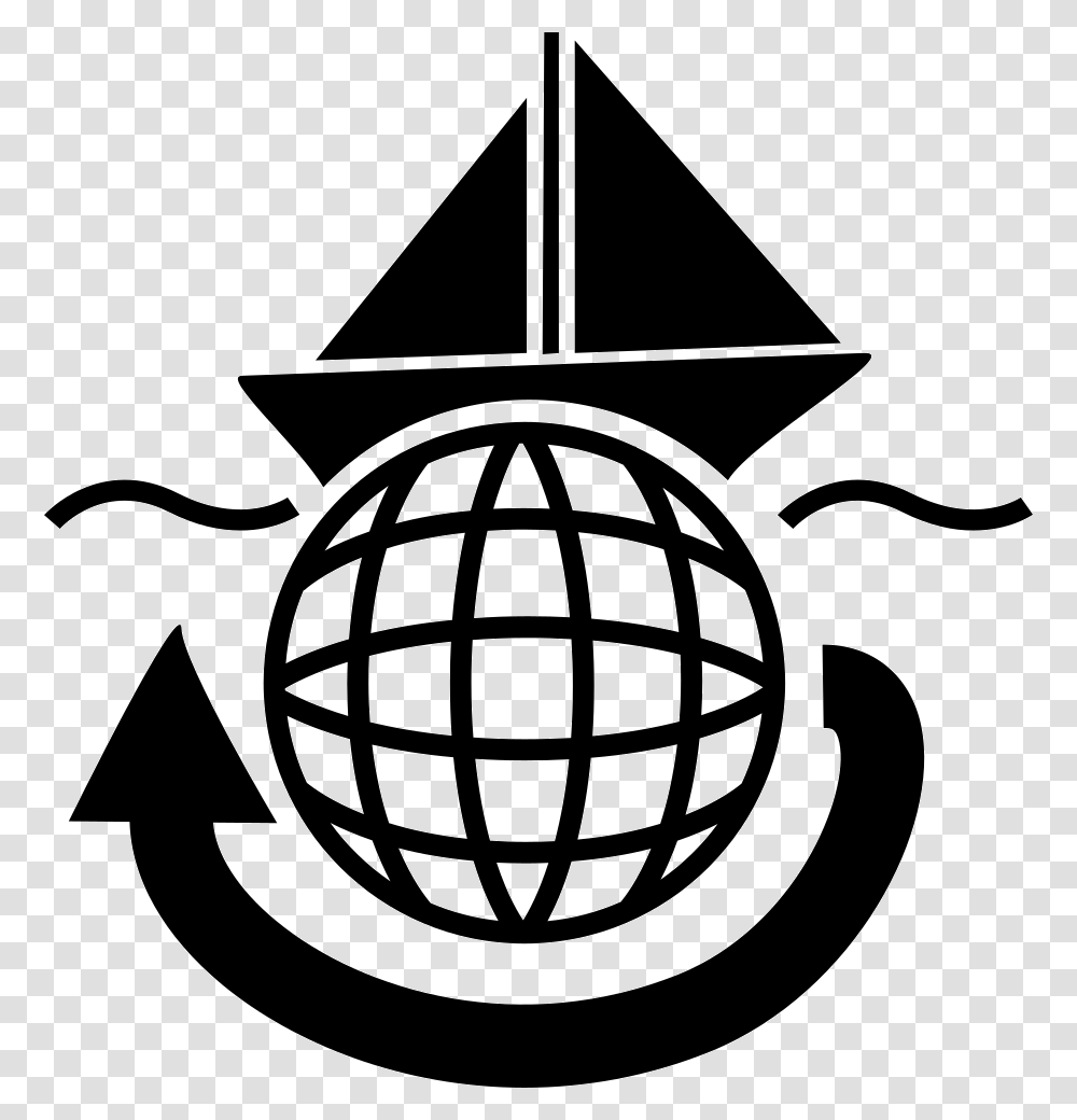 Sailing Boat Travelling Around The World Travelling Icon, Stencil, Bomb, Weapon, Weaponry Transparent Png