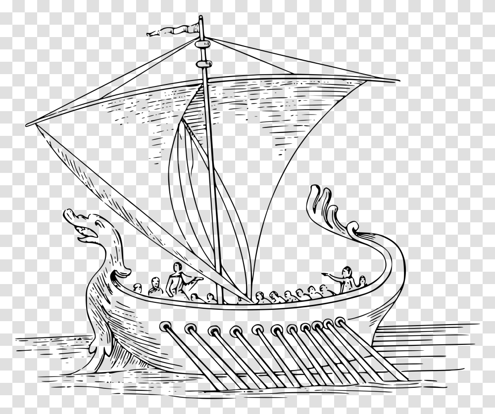 Sailing Ship Clipart Pizza Easy Roman Ship Drawing, Gray, World Of Warcraft Transparent Png