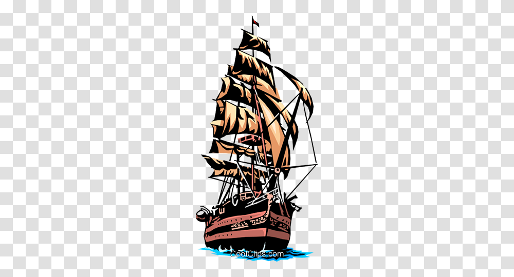 Sailing Ship Royalty Free Vector Clip Art Illustration, Person, Modern Art, Statue, Sculpture Transparent Png