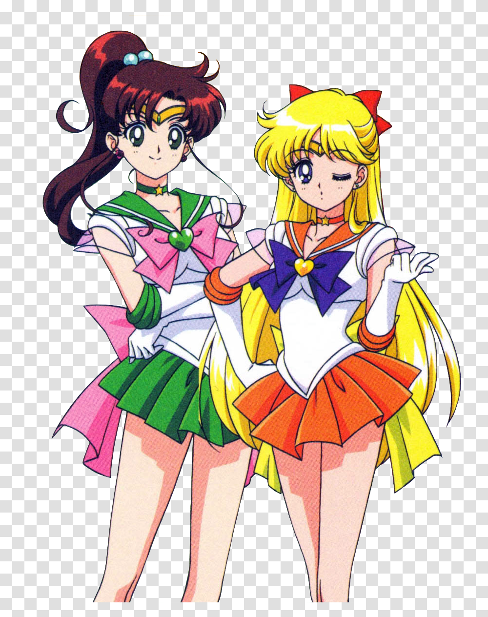 Sailor Jupiter And Sailor Venus, Comics, Book, Manga, Person Transparent Png