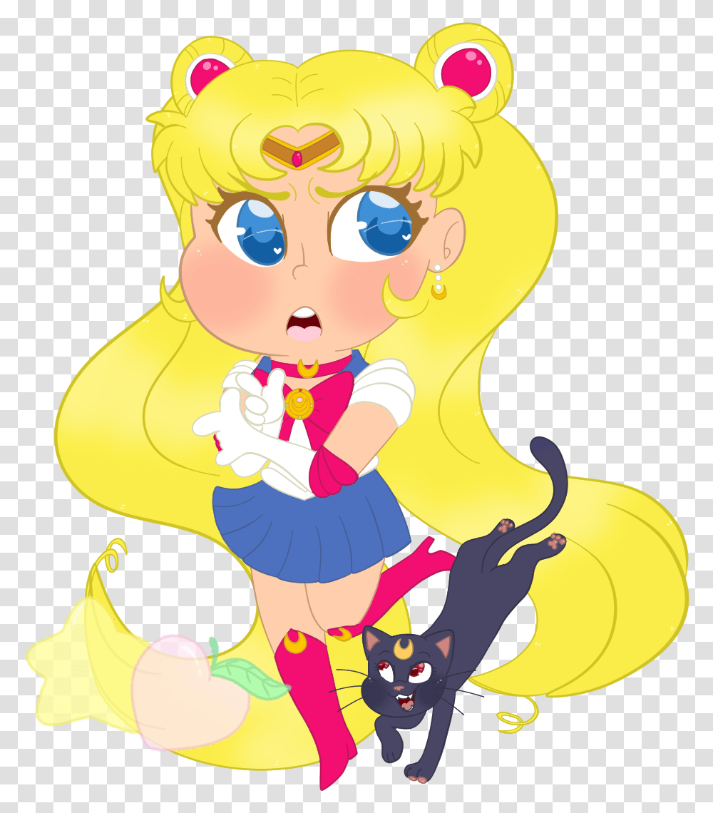 Sailor Moon And Luna Chibi Cartoon, Advertisement, Toy, Poster Transparent Png