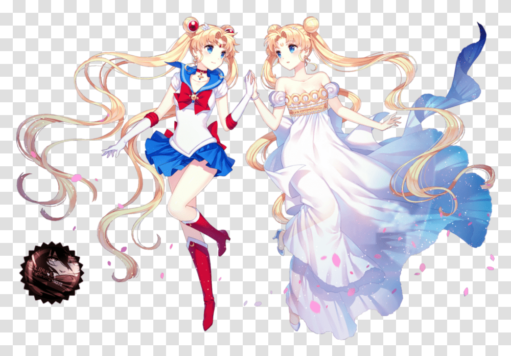 Sailor Moon And Princess Serenity, Manga, Comics, Book, Person Transparent Png