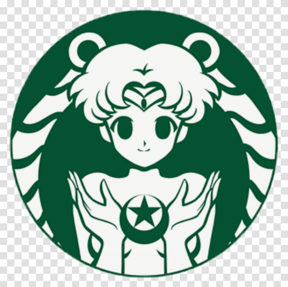 Sailor Moon Coffe Sticker Sailor Moon Starbucks Logo, Label, Text, Symbol, Trademark Transparent Png