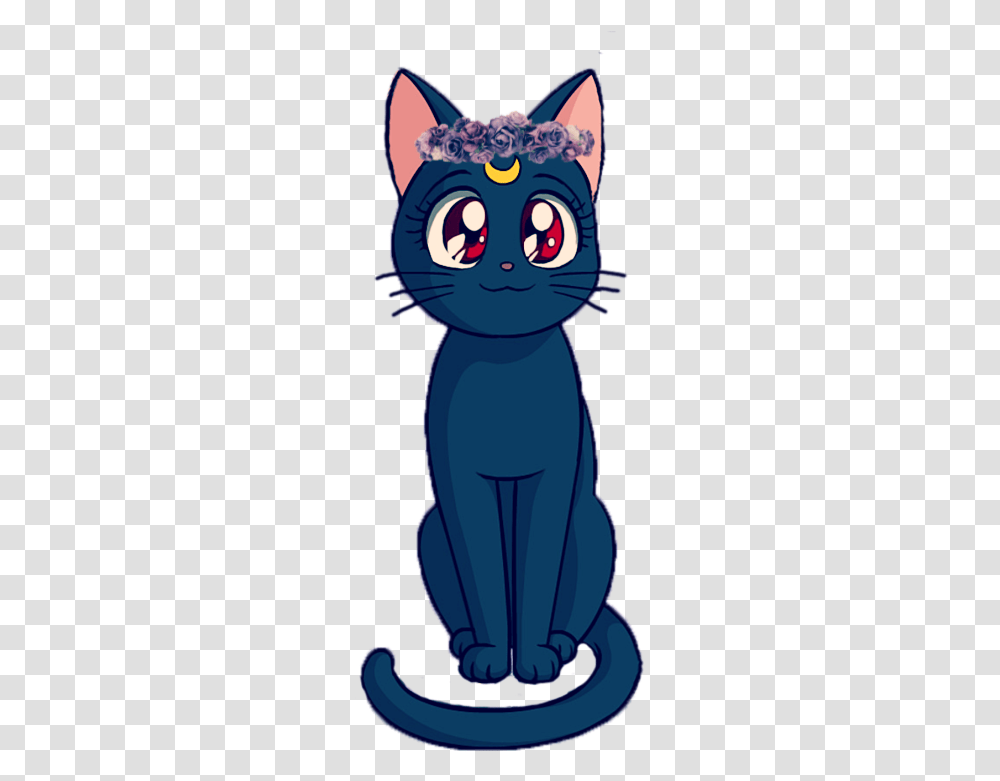 Sailor Moon Luna Sticker Sailor Moon Cat Cute, Pet, Animal, Mammal, Black Cat Transparent Png