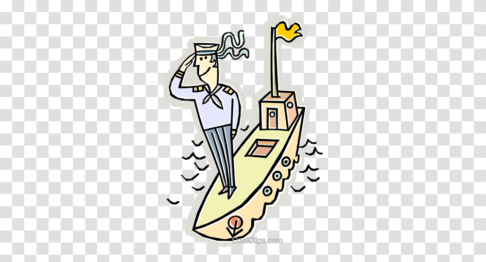 Sailor Saluting On A Ship Royalty Free Vector Clip Art, Boat, Vehicle, Transportation, Bird Transparent Png