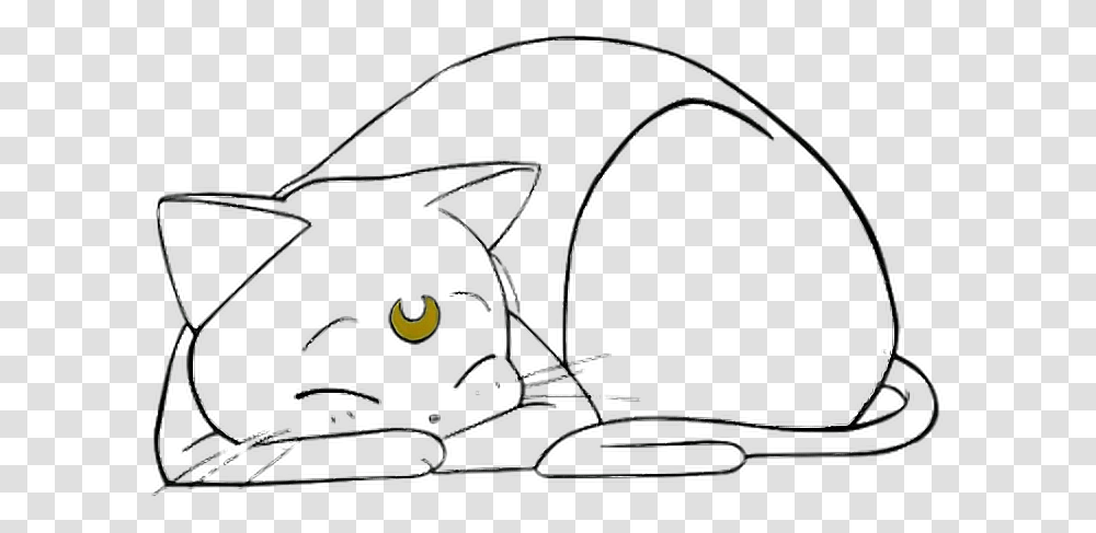 Sailormoon Anime Cat Kitty Grunge Freetoedit Sailor Moon Cat Sleeping, Black Cat, Pet, Mammal, Animal Transparent Png