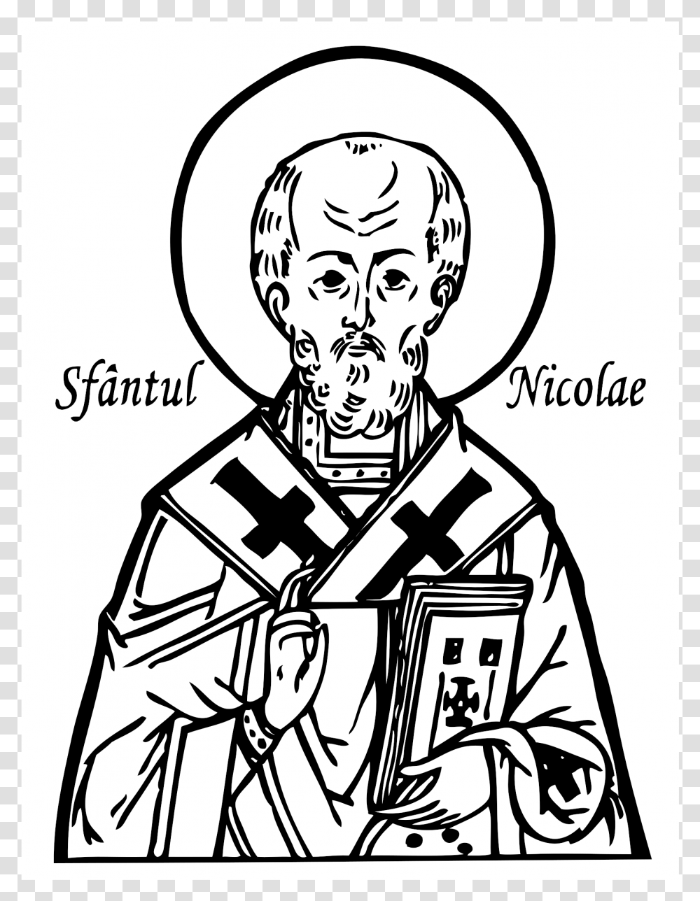 Saint 4 Image Saint Nicholas Black And White, Apparel, Robe, Fashion Transparent Png