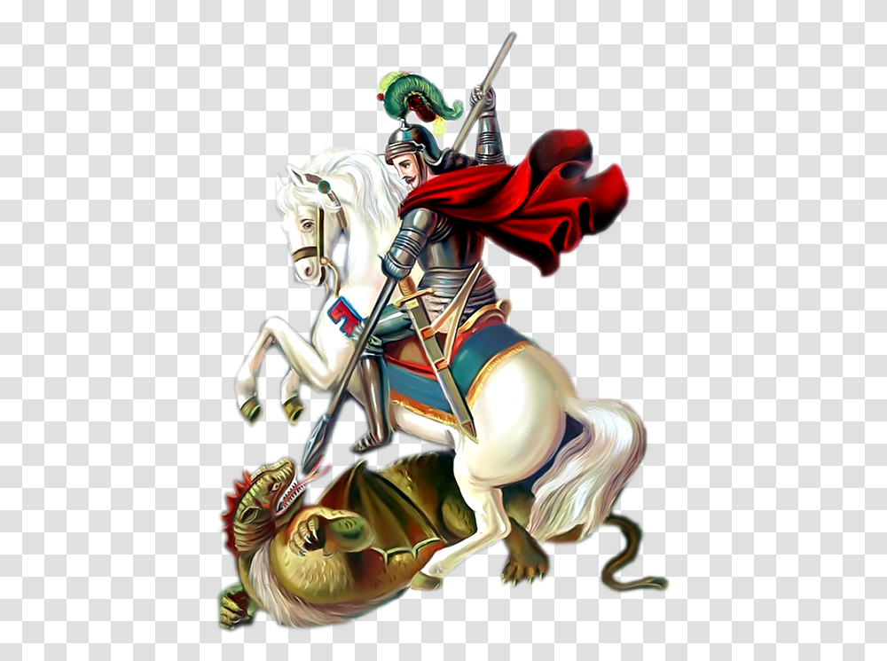 Saint George And The Dragon Icon, Person, Horse, Mammal, Animal Transparent Png