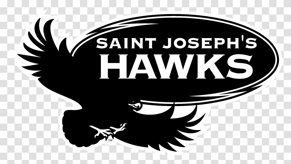 Saint Josephquots Hawks Logo Black And White Saint Joe's Black And White Logo, Stencil, Trademark Transparent Png