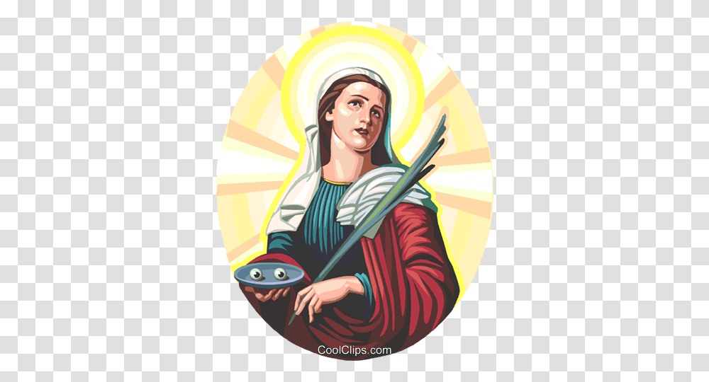 Saint Lucy Royalty Free Vector Clip Art Illustration, Person, Face, Cleaning, Drawing Transparent Png