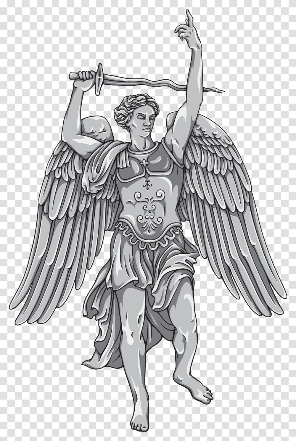 Saint Michael Clipart San Miguel Arcangel Vector, Archangel, Sculpture, Statue, Person Transparent Png