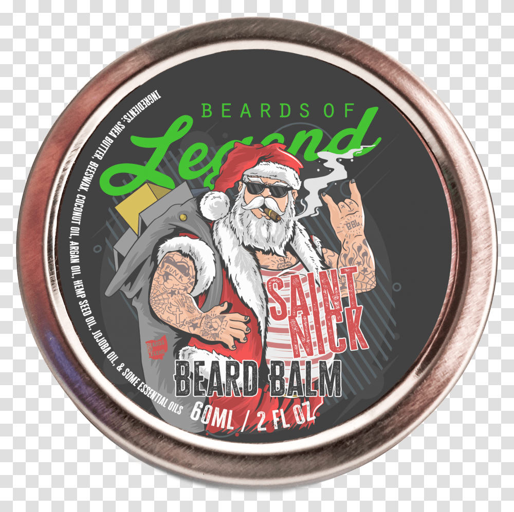 Saint Nick Beard Balm And Oil ComboData Zoom Cdn Merry Christmas Tattoo, Person, Human, Label Transparent Png