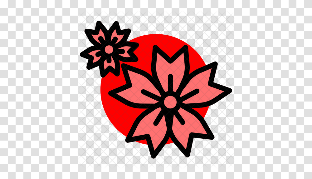 Sakura Flower Icon Of Colored Outline Decorative, Art, Symbol, Star Symbol, Poster Transparent Png