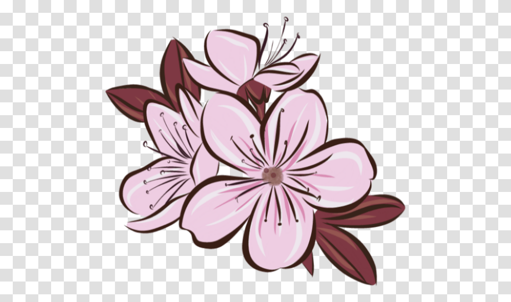 Sakura Flower Sticker Of Japan Flower, Plant, Geranium, Blossom, Anther Transparent Png