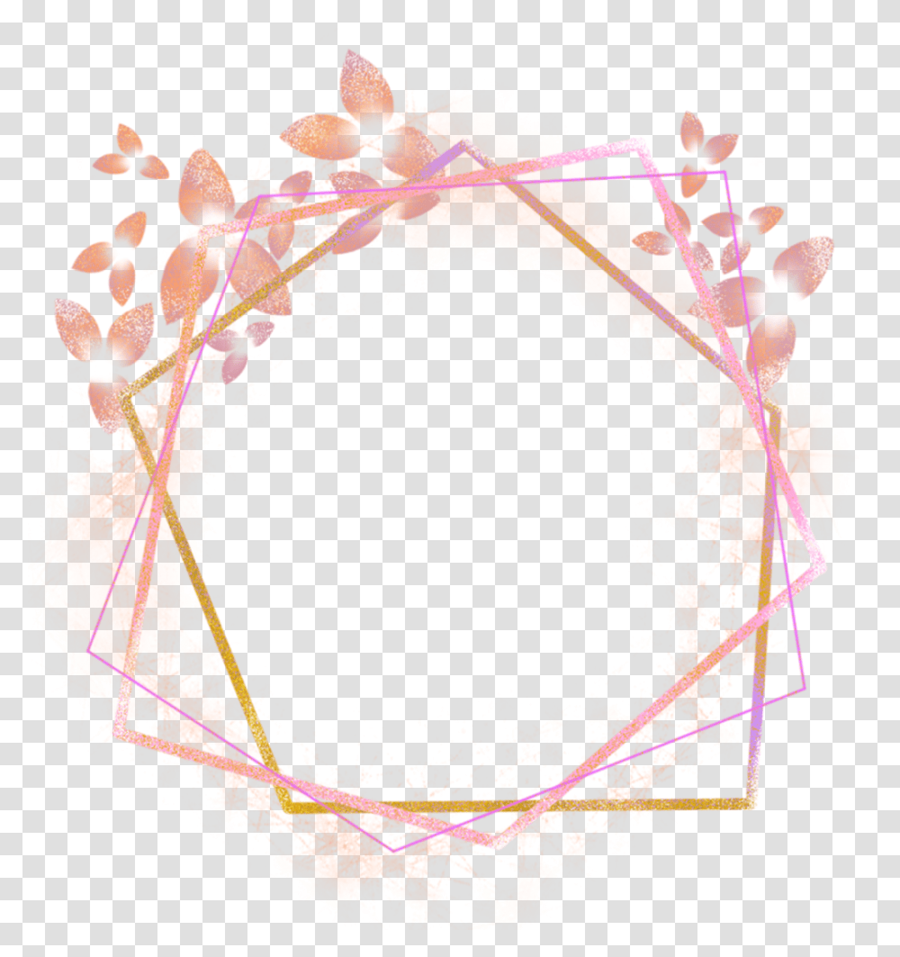 Sakura Frame Rosegold Glitter Lighting Geometric Rose Gold Geometric Border, Ornament, Pattern, Fractal Transparent Png