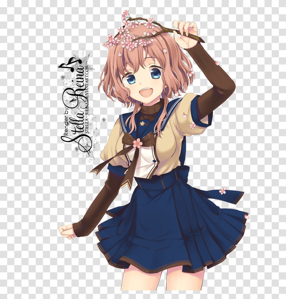 Sakura Girl Image Arts Girls Anime Render, Skirt, Clothing, Manga, Comics Transparent Png