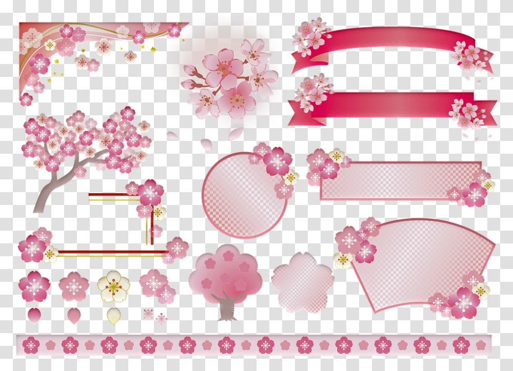 Sakura Japanese Kawaii Sakura Tree Clipart Kawaii, Plant, Flower, Blossom, Pattern Transparent Png