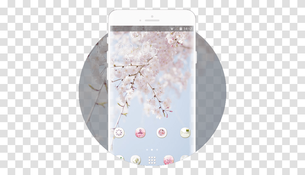 Sakura Theme Free Android - U Launcher 3d Iphone, Plant, Flower, Blossom, Mobile Phone Transparent Png