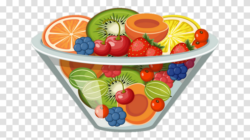 Salad Clipart Fruit Salad Clipart, Strawberry, Plant, Food, Bowl Transparent Png