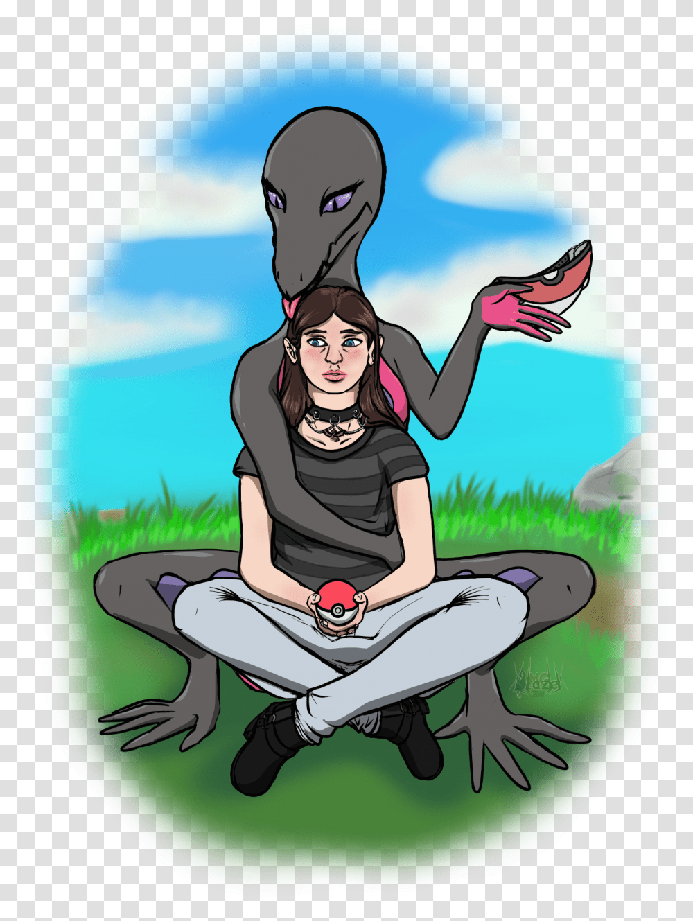 Salazzle And Her Pet Trainer Illustration, Sea, Outdoors, Water, Nature Transparent Png