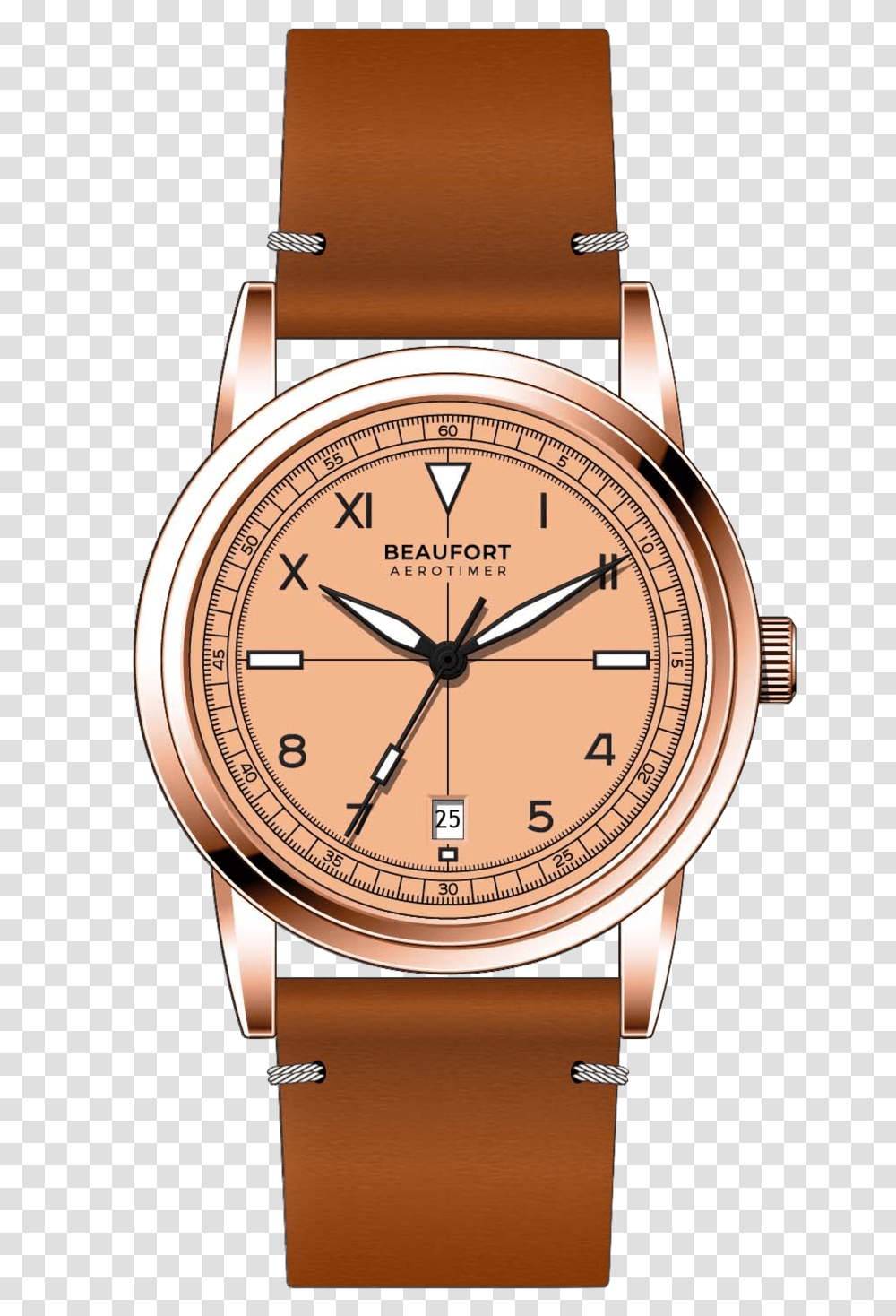 Salmon Rose Gold Automatic Watch Beaufort Watch, Wristwatch, Clock Tower, Architecture Transparent Png