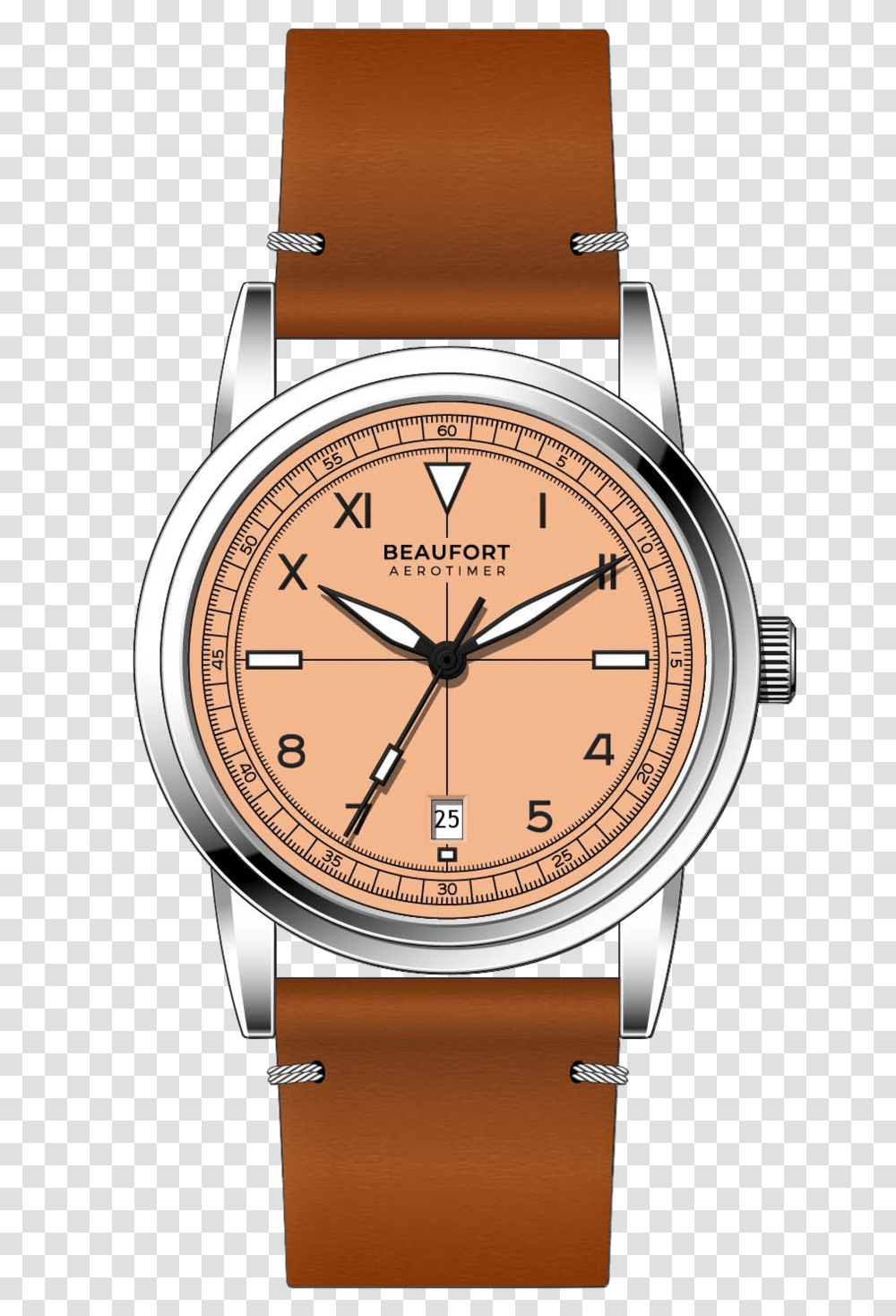 Salmon Stainless Steel Automatic Watch Beaufort Watch, Wristwatch, Clock Tower, Architecture, Building Transparent Png