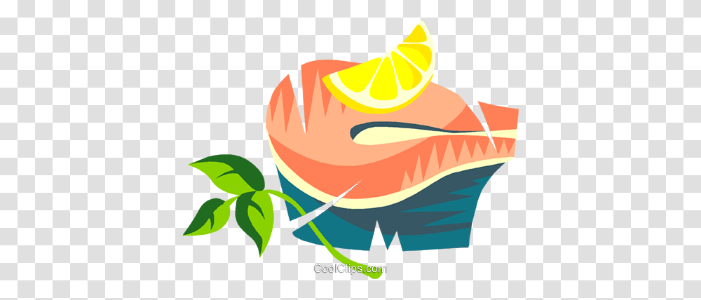 Salmon Steak With Lemon Royalty Free Vector Clip Art Illustration, Plant, Food, Fruit, Grapefruit Transparent Png