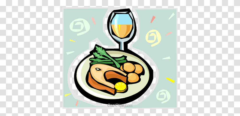 Salmon Steak With Wine Royalty Free Vector Clip Art Illustration, Culinary, Food, Frying Pan Transparent Png
