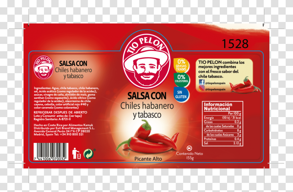 Salsa Chiles Habanero Y Tabasco Tio Pelon Exit Brand Urfa Biber, Advertisement, Poster, Flyer, Paper Transparent Png
