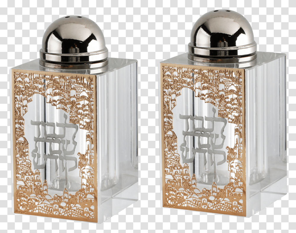 Salt And Pepper Shaker Set With Gold Cylinder, Bottle, Perfume, Cosmetics Transparent Png
