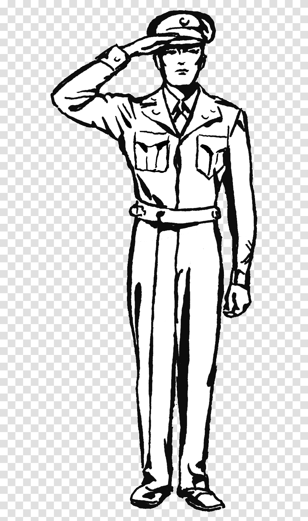 Salute Line Drawing Of Soldier, Person, Human, Hand, Clothing Transparent Png