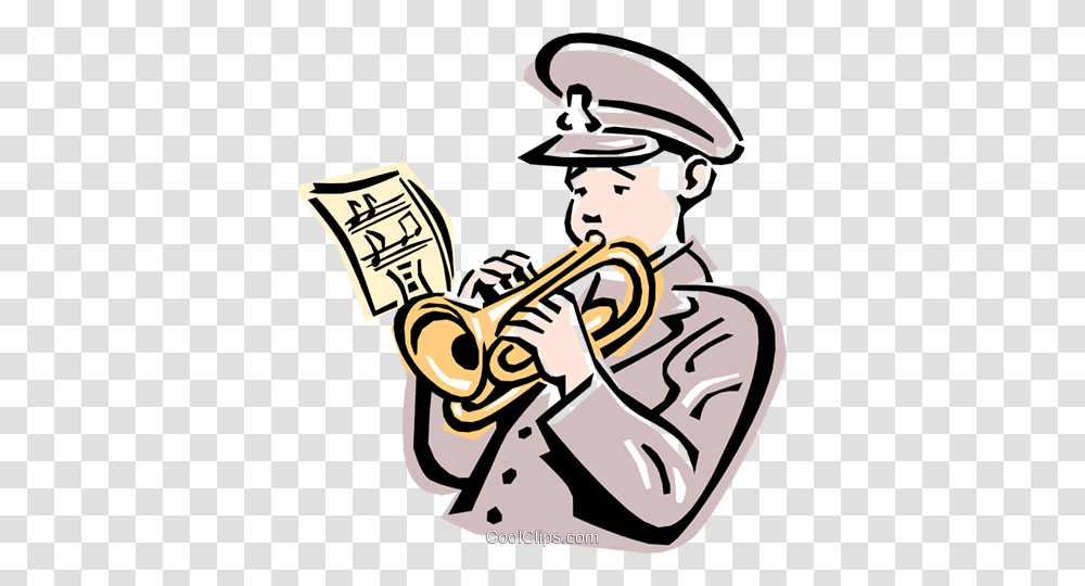 Salvation Army Trumpet Player Royalty Free Vector Clip Art, Horn, Brass Section, Musical Instrument, Cornet Transparent Png