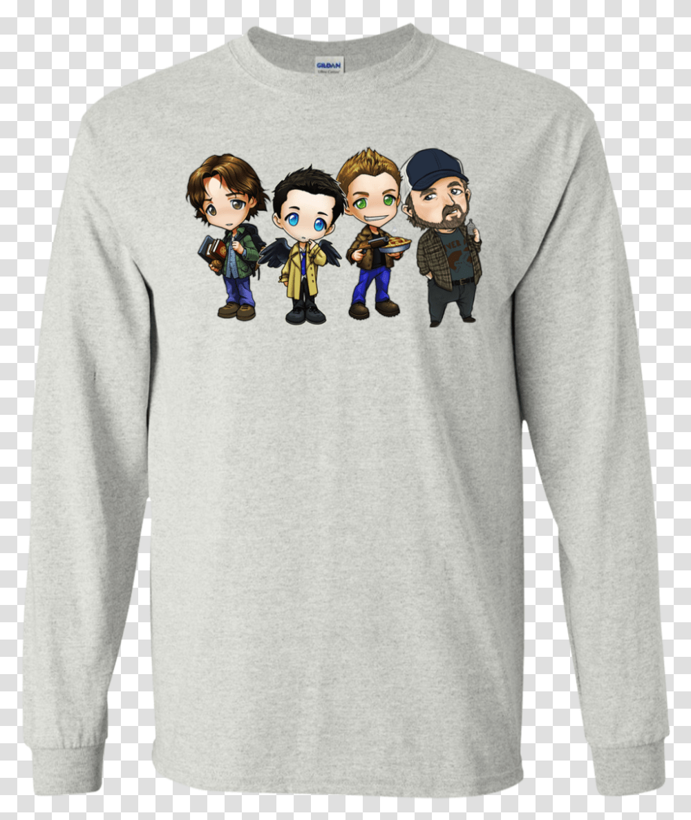 Sam Dean Castiel Idjit Chibi Shirt Long Sleeve, Clothing, Apparel, Sweater, Sweatshirt Transparent Png