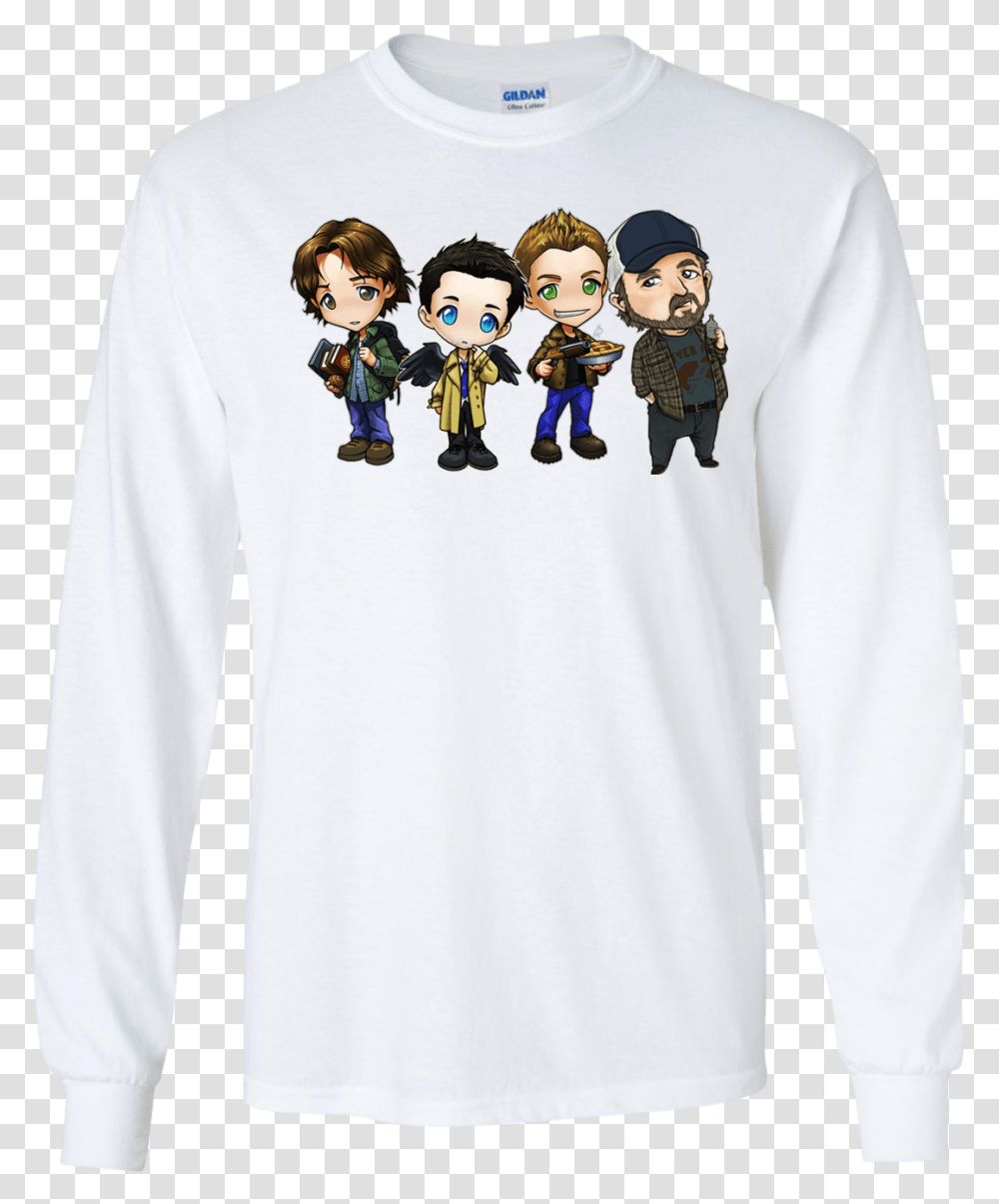 Sam Dean Castiel Idjit Chibi Shirt Long Sleeve, Clothing, Apparel, Sweater, Sweatshirt Transparent Png